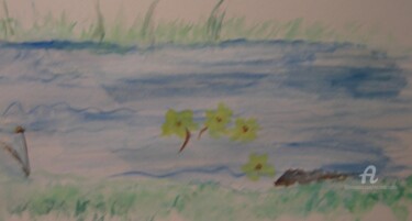 Painting titled "The Riverbed" by Michela Curtis, Original Artwork, Watercolor