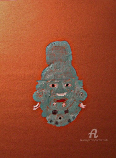"Mayan Mask" başlıklı Tablo Michela Curtis tarafından, Orijinal sanat, Petrol