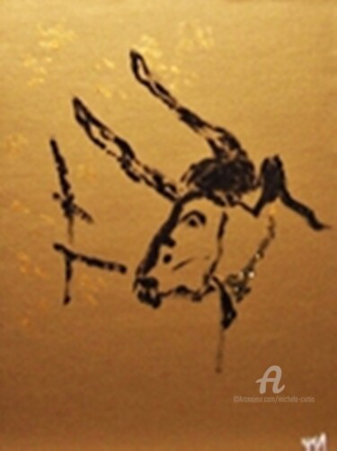 Malerei mit dem Titel "El Toro" von Michela Curtis, Original-Kunstwerk, Öl Auf Andere starre Platte montiert