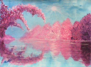Peinture intitulée "Rêve de printemps" par Michela Poulin, Œuvre d'art originale, Acrylique Monté sur Carton
