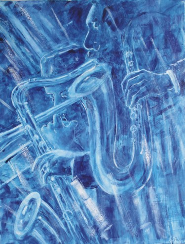 Pintura intitulada "Jazzmen" por Michel Adam, Obras de arte originais, Acrílico