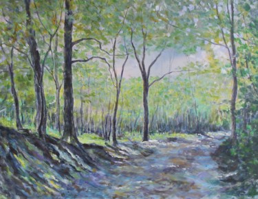 Painting titled "Sous-bois" by Michel Adam, Original Artwork, Acrylic