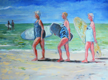 Schilderij getiteld "Promenade" door Michel Adam, Origineel Kunstwerk, Acryl