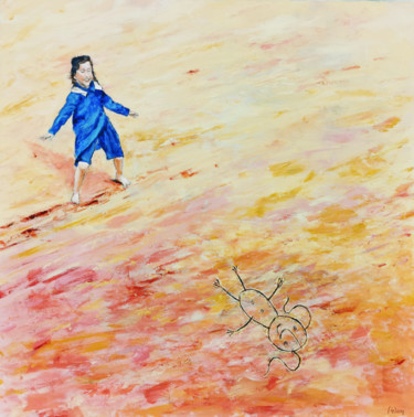 Painting titled "La plage d'Ambre" by Michel Adam, Original Artwork, Acrylic