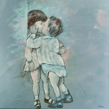 Malerei mit dem Titel "Les Amoureux" von Michel Adam, Original-Kunstwerk, Acryl