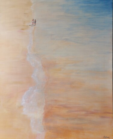 Pintura titulada "LE LONG DE L'ECUME" por Michel Adam, Obra de arte original, Acrílico