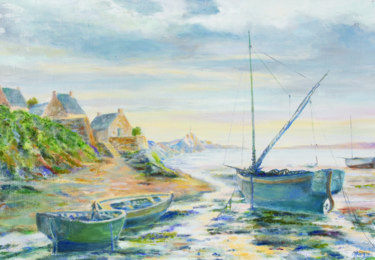 Painting titled "Un air breton" by Michel Adam, Original Artwork, Oil