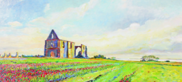 Painting titled "Abbaye des Chatelie…" by Michel Adam, Original Artwork, Oil