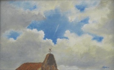Painting titled "Brie Eglise 12ème c…" by Michel Adam, Original Artwork