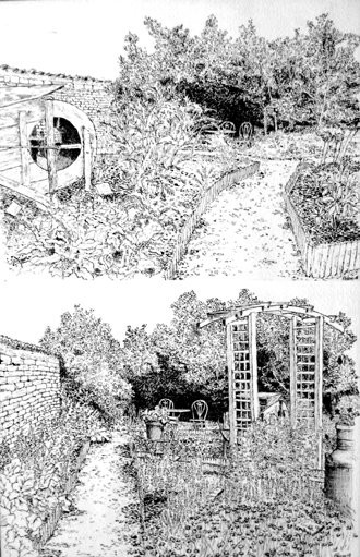 Malerei mit dem Titel "Jardin aromatique" von Michel Adam, Original-Kunstwerk