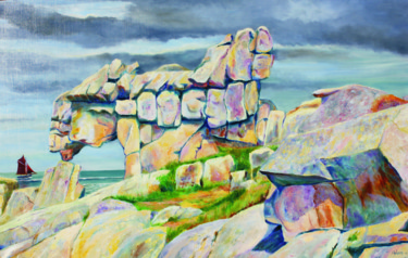 Schilderij getiteld "Granit Breton" door Michel Adam, Origineel Kunstwerk, Olie