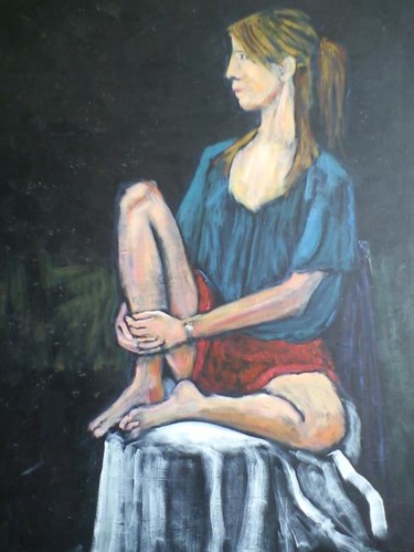 Painting titled "Chez Maria - Pose 5" by Michel Adam, Original Artwork