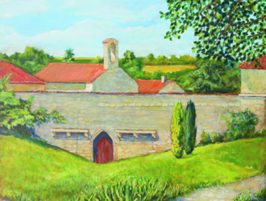 Peinture intitulée "Abbaye de Fontdouce" par Michel Adam, Œuvre d'art originale, Huile