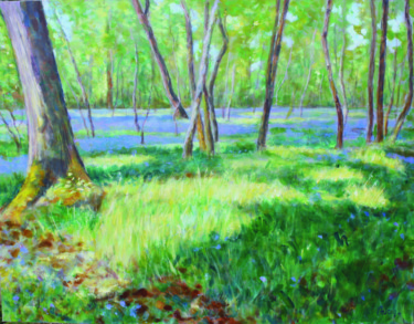 Painting titled "Printemps en forêt…" by Michel Adam, Original Artwork, Oil
