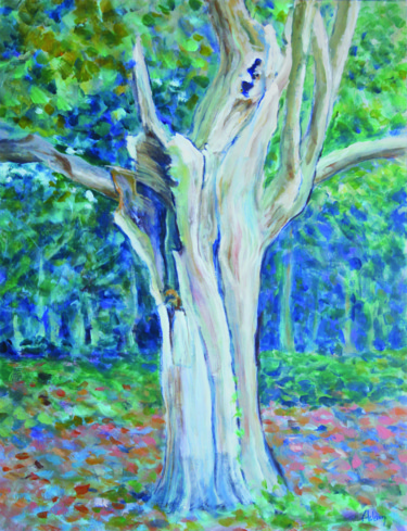 Peinture intitulée "L'arbre" par Michel Adam, Œuvre d'art originale, Huile