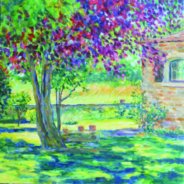 Pintura titulada "Jardin à Migron" por Michel Adam, Obra de arte original, Acrílico