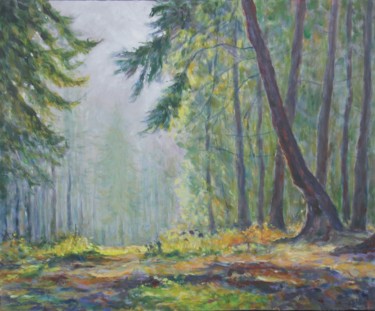 Painting titled "foret vosgienne" by Michel Adam, Original Artwork, Acrylic