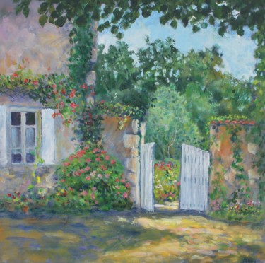 Painting titled "Le jardin d'Anita" by Michel Adam, Original Artwork, Acrylic