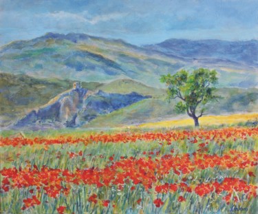 Painting titled "Coquelicots 2" by Michel Adam, Original Artwork, Acrylic