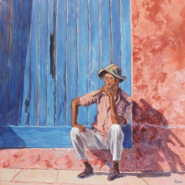 Painting titled "Pause Cubaine" by Michel Adam, Original Artwork, Acrylic