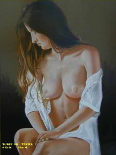 Pintura intitulada "Femme torse nu" por Michel-Ange Médina, Obras de arte originais