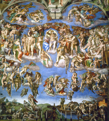 Pittura intitolato "Le jugement dernier" da Michelangelo, Opera d'arte originale, Tempera