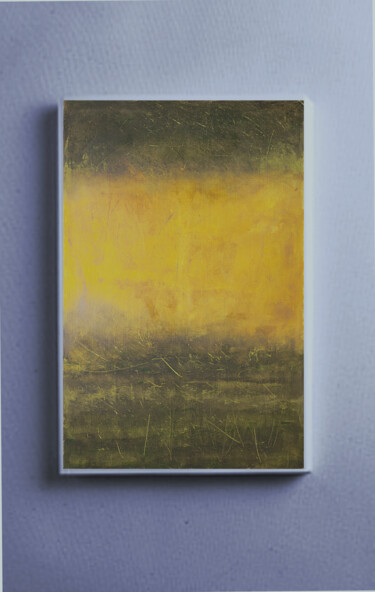 Painting titled "FIELD AND FIRE" by Michelangelo Alessandro, Original Artwork, Oil Mounted on Wood Stretcher frame