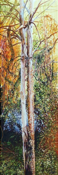 Painting titled "Alberi Spogli" by Michelangelo Rossi, Original Artwork, Acrylic Mounted on Wood Stretcher frame