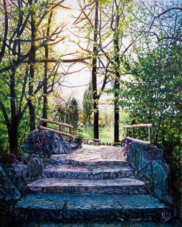 Painting titled "Parco del Valentino" by Michelangelo Rossi, Original Artwork, Oil