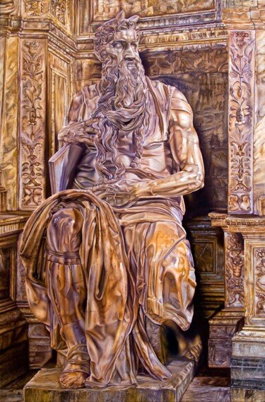 Painting titled "Moses in Gold" by Michelangelo Rossi, Original Artwork, Oil