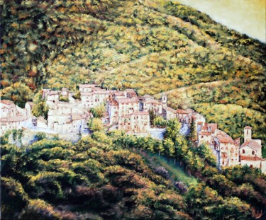 Pittura intitolato "Villaggio Radioso" da Michelangelo Rossi, Opera d'arte originale, Olio
