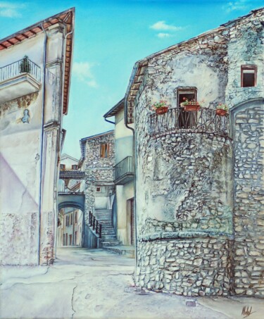 Painting titled "Muro Arrotondato" by Michelangelo Rossi, Original Artwork, Oil