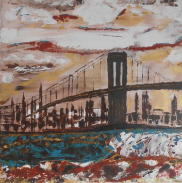 Painting titled "Il mare di Brooklyn" by Michelangelo, Original Artwork, Oil