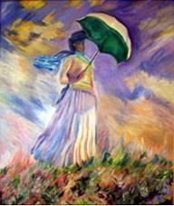 Peinture intitulée "La femme à l'ombrel…" par Michel Ballanger, Œuvre d'art originale