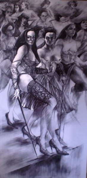 Disegno intitolato "La Horde" da Michel Bona, Opera d'arte originale