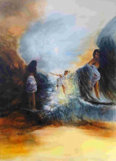 Pittura intitolato "Hommage à Zao Wou-K…" da Michel Bona, Opera d'arte originale