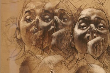 Dessin intitulée "Le Pouvoir du Silen…" par Michel Bona, Œuvre d'art originale