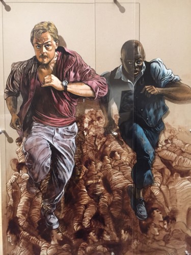 Peinture intitulée "la fuite en avant" par Michel Bona, Œuvre d'art originale