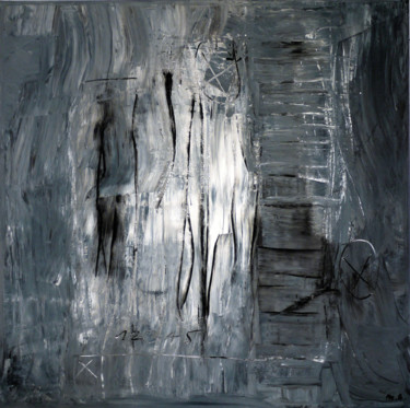 Painting titled "Noir et gris" by Michel Boucharinc, Original Artwork, Acrylic Mounted on Wood Stretcher frame