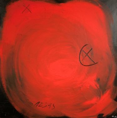 Painting titled "Rouge" by Michel Boucharinc, Original Artwork, Acrylic Mounted on Wood Stretcher frame