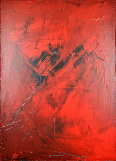 Painting titled "Red dream" by Michel Boucharinc, Original Artwork, Acrylic Mounted on Wood Stretcher frame