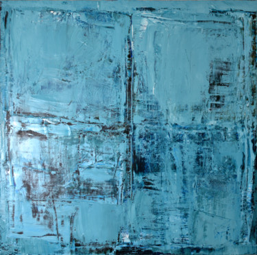 Painting titled "BLUE WALL" by Michel Boucharinc, Original Artwork, Acrylic Mounted on Wood Stretcher frame