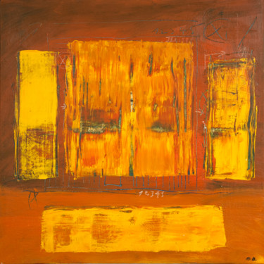 Malerei mit dem Titel "Orange wall" von Michel Boucharinc, Original-Kunstwerk, Acryl Auf Keilrahmen aus Holz montiert