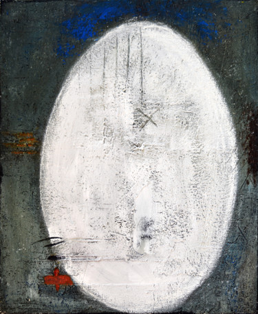 Painting titled "Figure N° 2 "Egg 2"" by Michel Boucharinc, Original Artwork, Acrylic Mounted on Wood Stretcher frame