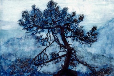 Peinture intitulée "Pin Bleu" par Michel Cabon, Œuvre d'art originale