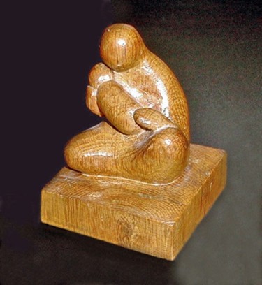 Sculpture intitulée "Vierge à l'Enfant" par Michel Cabon, Œuvre d'art originale, Bois