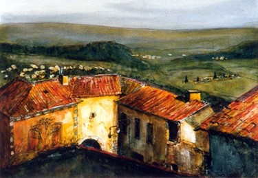Peinture intitulée "Maisons" par Michel Cabon, Œuvre d'art originale