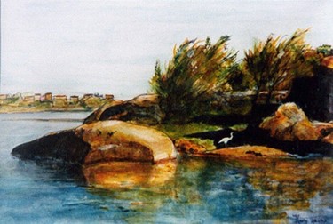 Peinture intitulée "Île sur le Nil" par Michel Cabon, Œuvre d'art originale