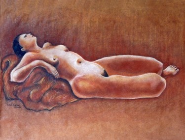 Dessin intitulée "Nu Couché" par Michel Cabon, Œuvre d'art originale