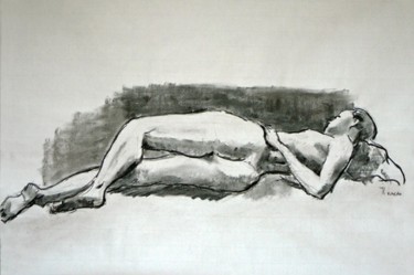 Dessin intitulée "Nu Couché" par Michel Cabon, Œuvre d'art originale